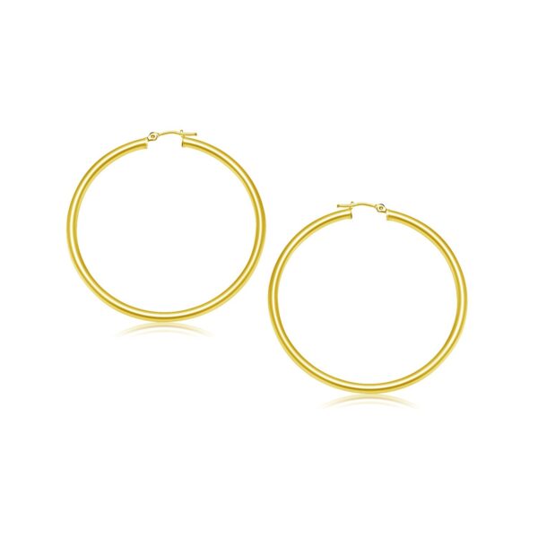 10k Yellow Gold Polished Hoop Earrings (3×25 mm)