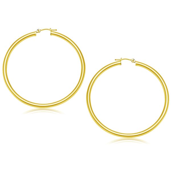 14k Yellow Gold Polished Hoop Earrings (3x50mm)