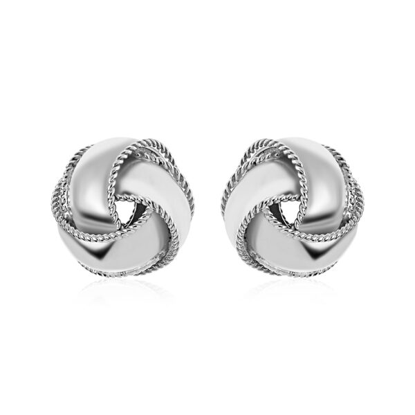 Textured and Polished Love Knot Earrings in Sterling Silver(13mm)