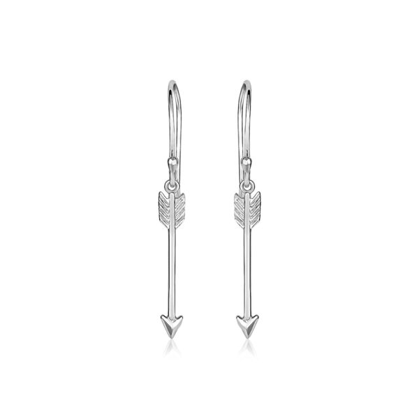 Sterling Silver Polished and Textured Arrow Earrings