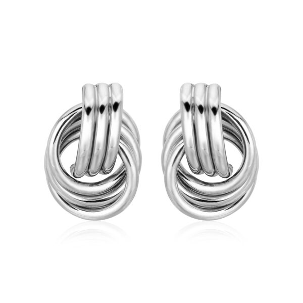 Polished Love Knot Earrings with Interlocking Rings in Sterling Silver(15mm)