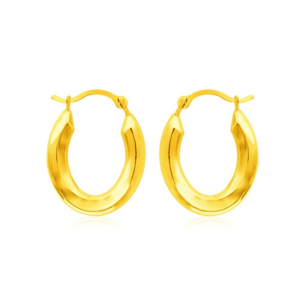 14k Yellow Gold Polished Oval Hoop Earrings