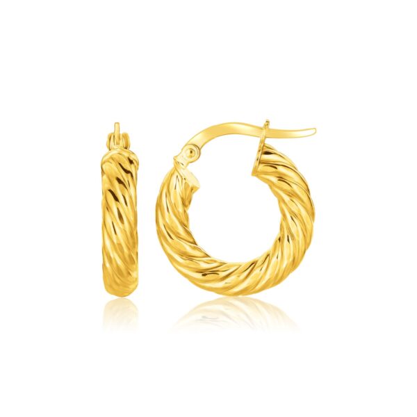 14k Yellow Gold Twisted Cable Small Hoop Earrings(4×17.6mm)