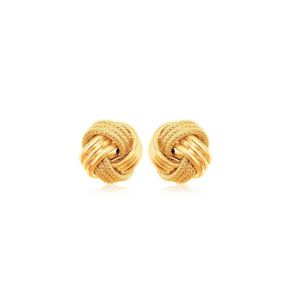 10k Yellow Gold Love Knot with Ridge Texture Earrings