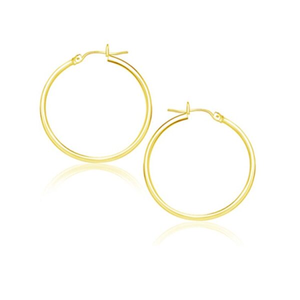 14k Yellow Gold Polished Hoop Earrings (2×25 mm)