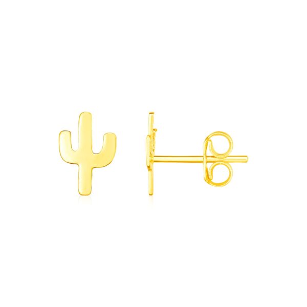 14K Yellow Gold Petite Cactus Earrings