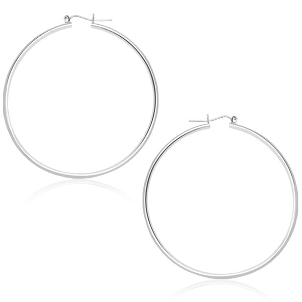 14k White Gold Polished Hoop Earrings (1.5x45mm)