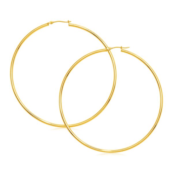 14k Yellow Gold Large Polished Hoop Earrings(2x70mm)