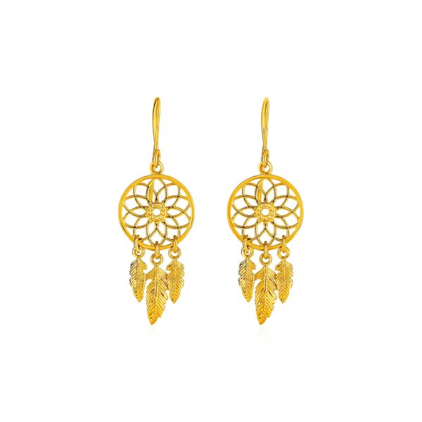 Dream Catcher Earrings in 14k Yellow Gold