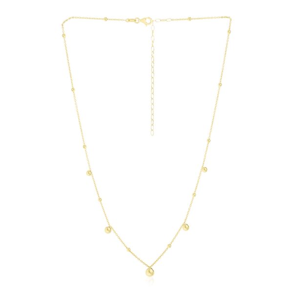 14k Yellow Gold High Polish Beaded Stations Necklace