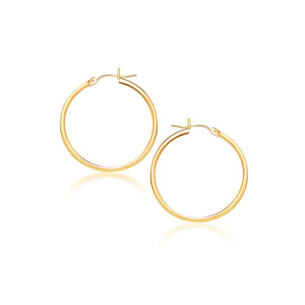 10k Yellow Gold Polished Hoop Earrings (2×40 mm)