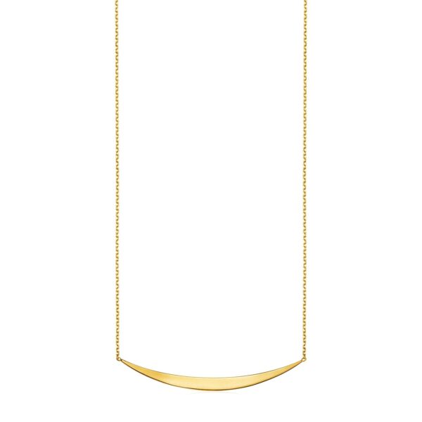 14k Yellow Gold Necklace with Polished Curved Bar Pendant